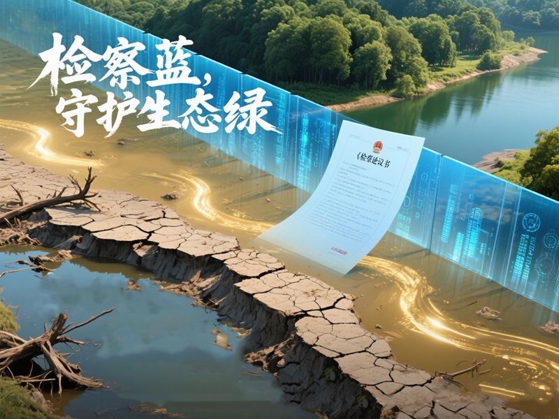 jimeng-2025-10-28-4109-宣传语: 检察蓝,守护生态绿 视觉构成解析: 画面构图: 采用对角线构图,形....jpg